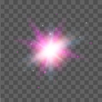 Pink star light effect on transparent background. Glow light effect. Vector. Illustrazione stock