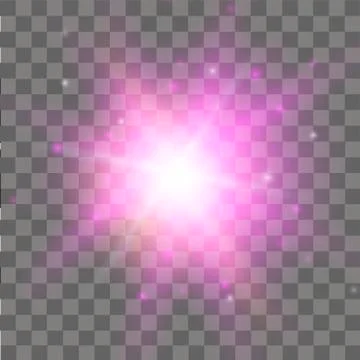 Pink star light effect on transparent background. Glow light effect. Vector. Stock Illustration