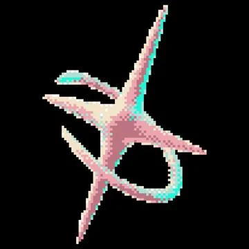 Pink star shape in ring pixel art, Y2K space symbol, cosmic liquid surface with イラスト素材