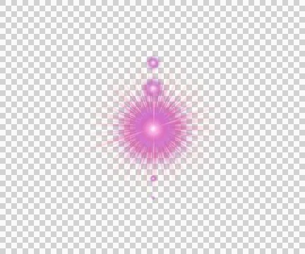 Pink starburst design element with rays and circles on white background for.. Stock Photos