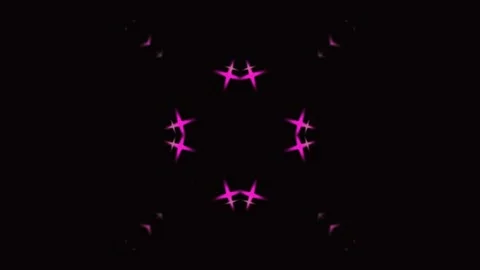 Pink starbursts forming geometric patterns in dark void with subtle bokeh e.. Video stock 342522468