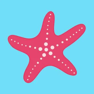 Pink starfish on a blue background. Vector illustration. Stock Illustration