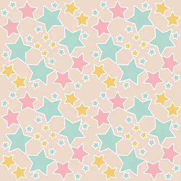 Pink starry sky seamless pattern, background with star for wrapping paper Illustrazione stock