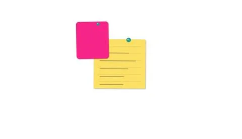 Pink sticky note attached to yellow notepad 库存插图