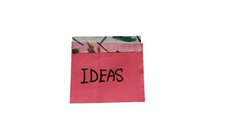 Pink sticky note with ideas label in a pocket Stock Illustration