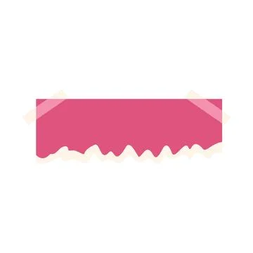Pink sticky note paper with torn edge attached with adhesive tape Illustrazione stock