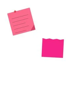 Pink sticky notes with corner flags isolated Stock Illustration
