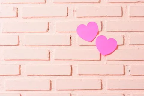 Pink sticky notes hearts Stock Photos