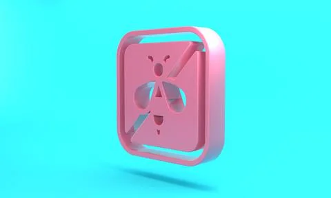 Pink Stop bee icon isolated on turquoise blue background. Sweet natural food. Illustrazione stock