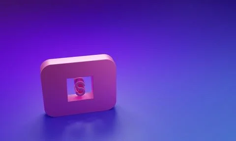 Pink Stop media button icon isolated on purple-blue background. Minimalism .. Stock Illustration