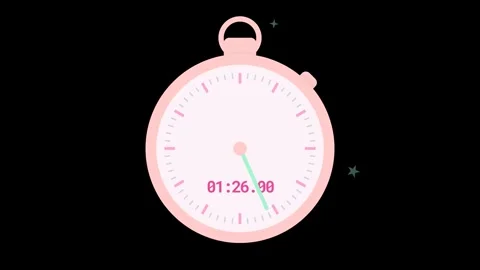 Pink stopwatch timer on black background. Vídeo Stock 336182251