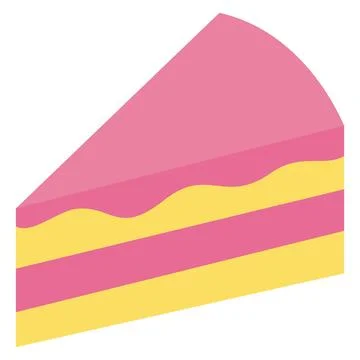 Pink Strawberry Cake Slice Vector Illustration, Flat Style Sweet Dessert Stock-Illustration