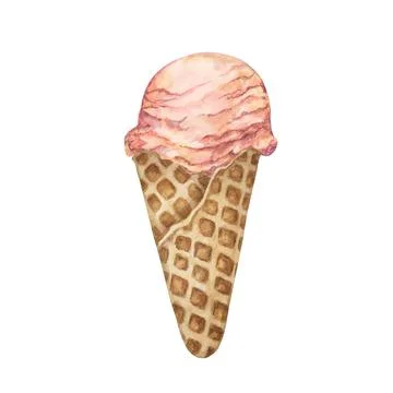 Pink strawberry, raspberry, sakura, lychee, rose or pink lemonade ice cream Stock Illustration
