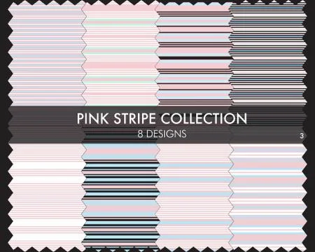 Pink Stripe Seamless Pattern Collection Stock Illustration