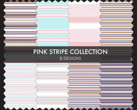 Pink Stripe Seamless Pattern Collection Stock Illustration