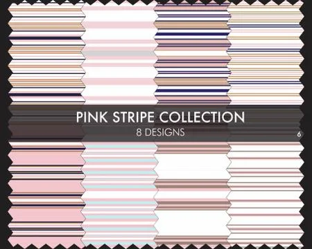 Pink Stripe Seamless Pattern Collection Stock Illustration