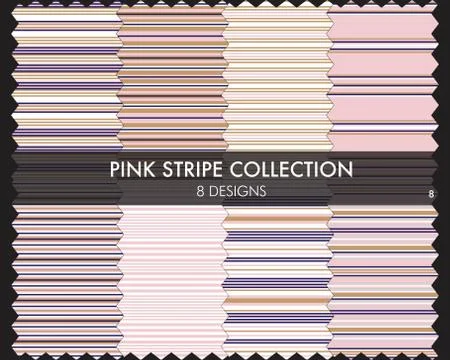 Pink Stripe Seamless Pattern Collection Stock Illustration