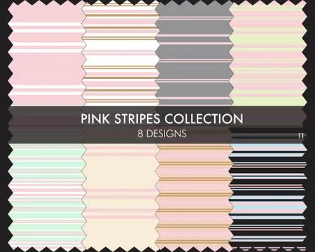 Pink Stripe Seamless Pattern Collection 库存插图