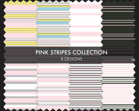 Pink Stripe Seamless Pattern Collection Stock Illustration