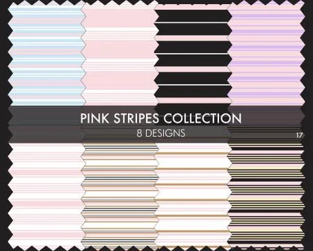 Pink Stripe Seamless Pattern Collection Stock Illustration
