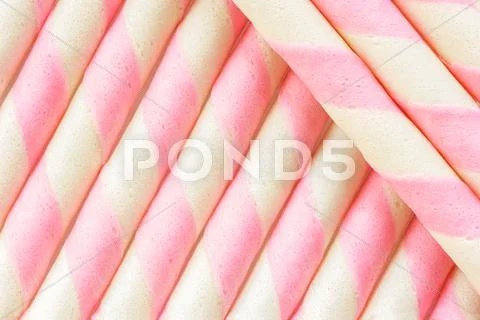 Pink stripe wafer roll background. Stock Photos