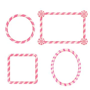Pink striped candy cane frames for Christmas graphic design Stock Illustration