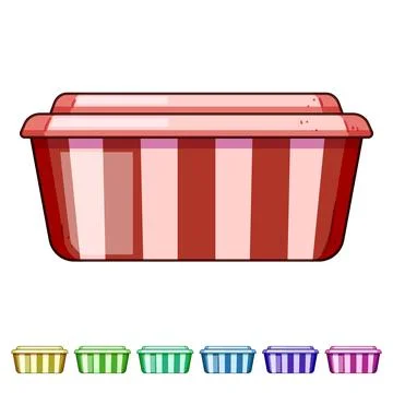 Pink striped plastic container for ice cream or food Stock Illustration