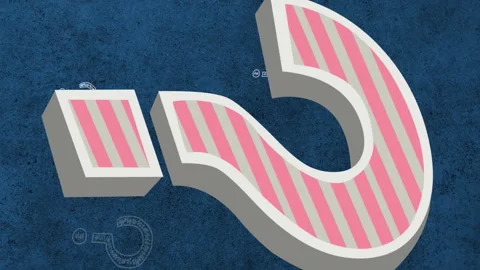 Pink striped question mark symbol against multiple question mark icons on blue 動画素材 312409694