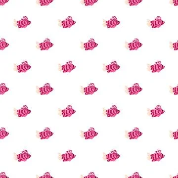 Pink striped tropical fish creating seamless pattern Stock Illustration