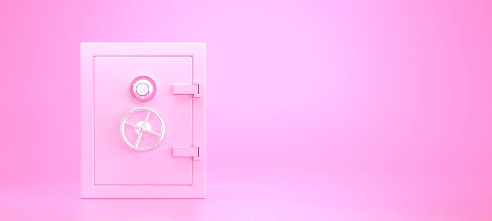 Pink strongbox with code locker. 3d render Illustrazione stock