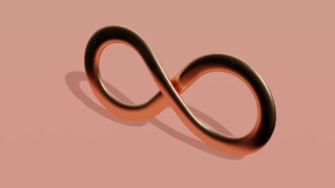 Pink studio background with metallic infinity symbol. Abstract loop animation Stock Footage 264164566