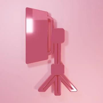 Pink Studio light bulb in softbox icon isolated on pink background. Shadow .. Stock Illustration