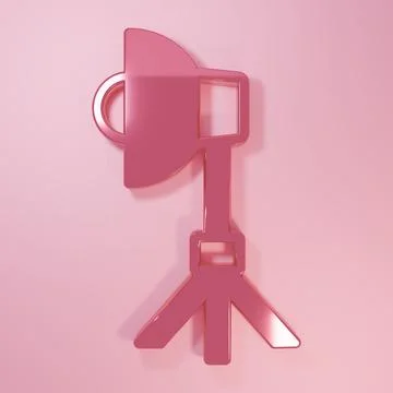 Pink Studio light bulb in softbox icon isolated on pink background. Shadow .. Stock Illustration