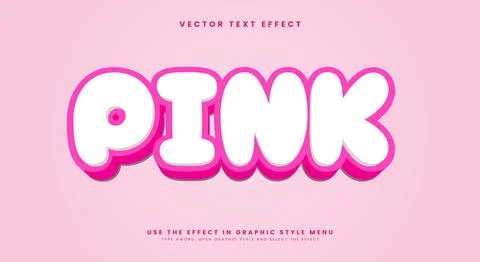 Pink Style 3d editable text effect Stock Illustration
