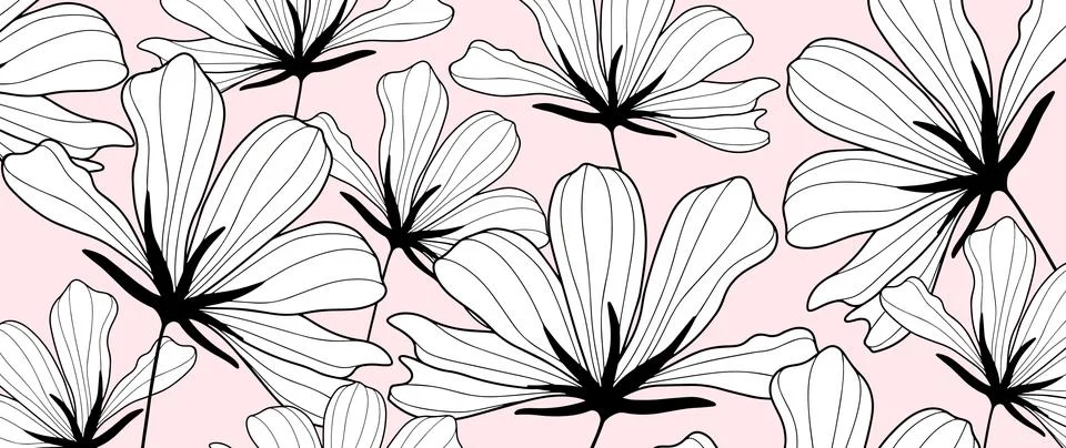 Pink stylish vector illustration with white wildflowers Stock Illustration