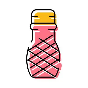 Pink stylized bottle with yellow cap and pattern Stock Illustration