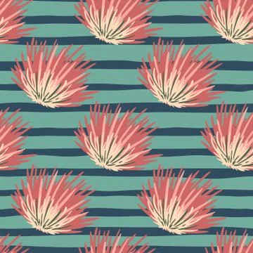 Pink stylized brush elements seamless doodle pattern. Creative bright artwork Stock Illustration