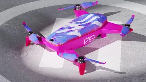 Pink stylized toy drone Stock Footage 317104675