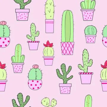 Pink succulent texture  seamless pattern background. Great as a textile print Stock Illustration