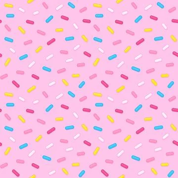 Pink sugar sprinkles seamless pattern Stock Illustration