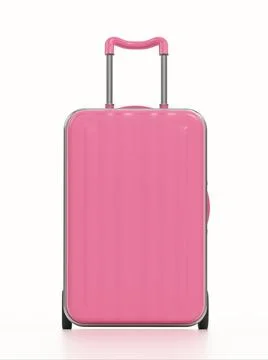 Pink suitcase isolated on white background. 3D illustration Illustration