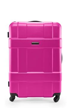 Pink suitcase plastic Foto stock
