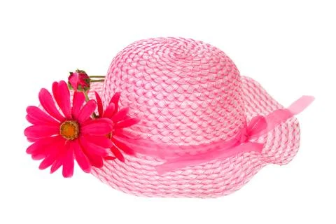 Pink summer hat Stock Photos