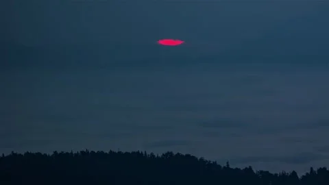 Pink Sun Rising Behind Clouds in Early Morning, Misty Nature Background Stock Footage 318000310