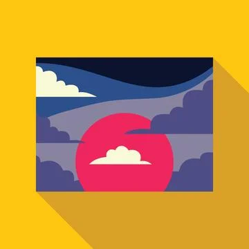 Pink sun shining through clouds in abstract painting or illustration Stock Illustration