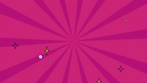 Pink sunburst comic stripes over magenta background, channel animation. Stock Footage 193708101