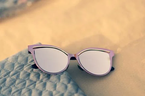 Pink Sunglasses model for women with a very special design shoot outside in a Stock Photos