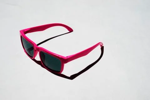Pink sunglasses pattern on white background. Minimal summer concept. Isometri Stock Photos