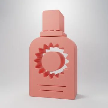 Pink Sunscreen spray bottle icon isolated on pink background. Protection fo.. 스톡 일러스트