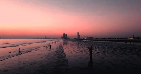 Pink Sunset at the beach. Stock Footage 92241207